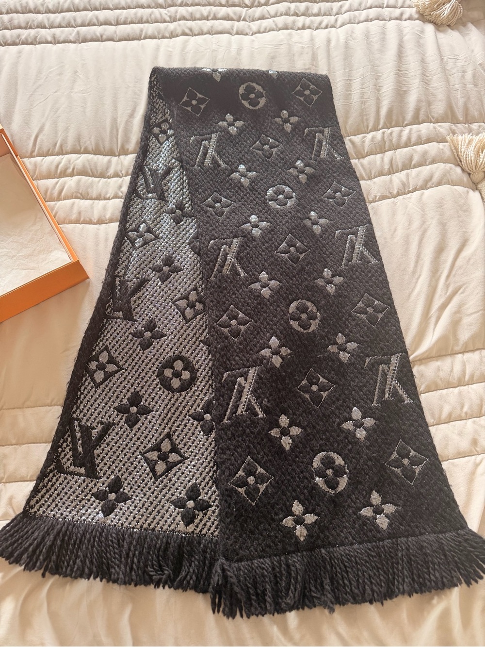 Louis Vuitton Black and Gray Monogram Quilted Throw